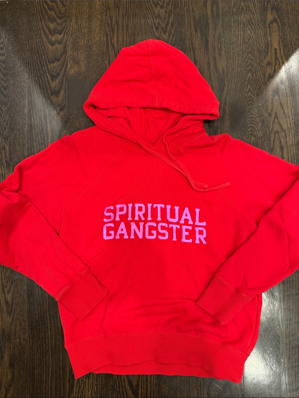 Spiritual Gangster Red Crewneck Sweatshirt with Pink Logo